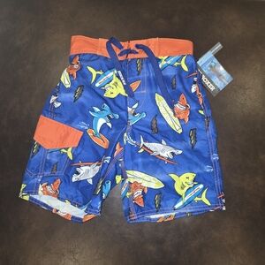 Joe Boxer Boys' Blue Shark Print Swim Shorts - SZ 7 NWT